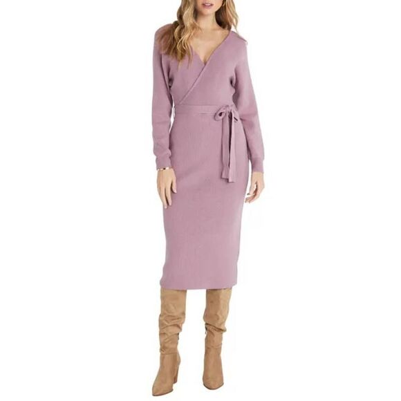 VICI COLLECTION New with tags Drape Long Sleeve Sweater Dress Lavender small - Picture 1 of 2